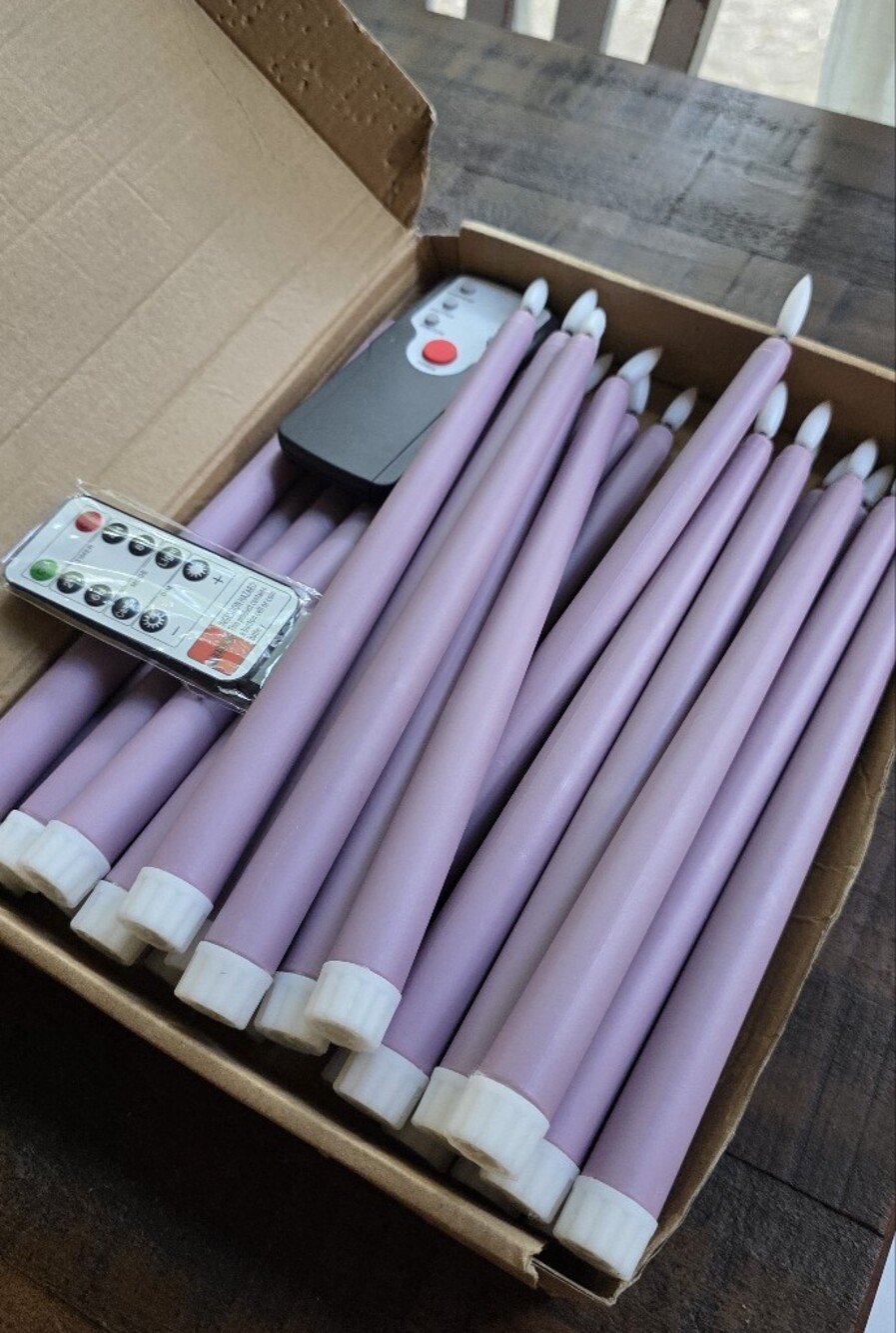 Set of Purple LED Flameless Candle Tapers with Remote - Decorative Closet Accent
